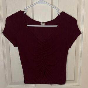 Garage Deep Red Ruched Crop Top
